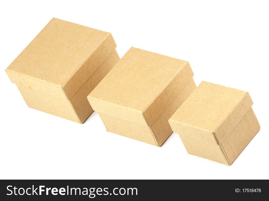 Three cardboard boxes isolated on white