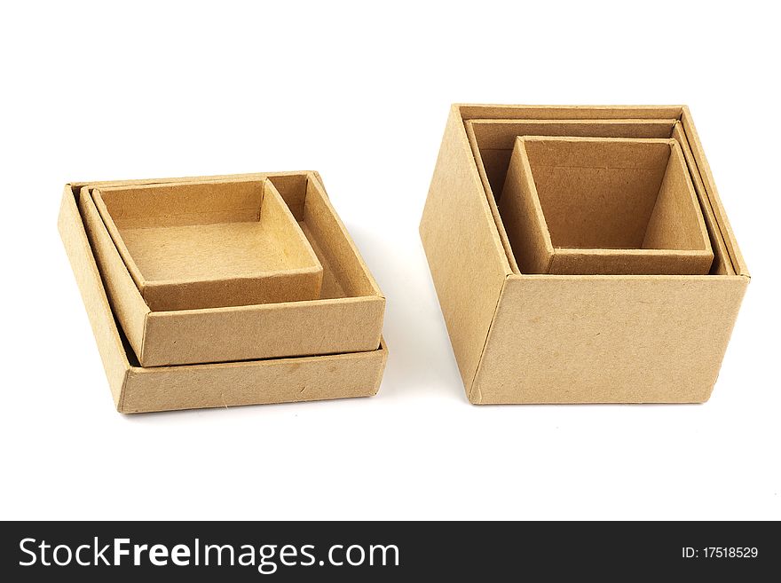 Three cardboard boxes isolated on white