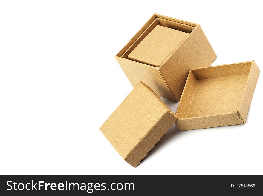 Three cardboard boxes isolated on white. Three cardboard boxes isolated on white