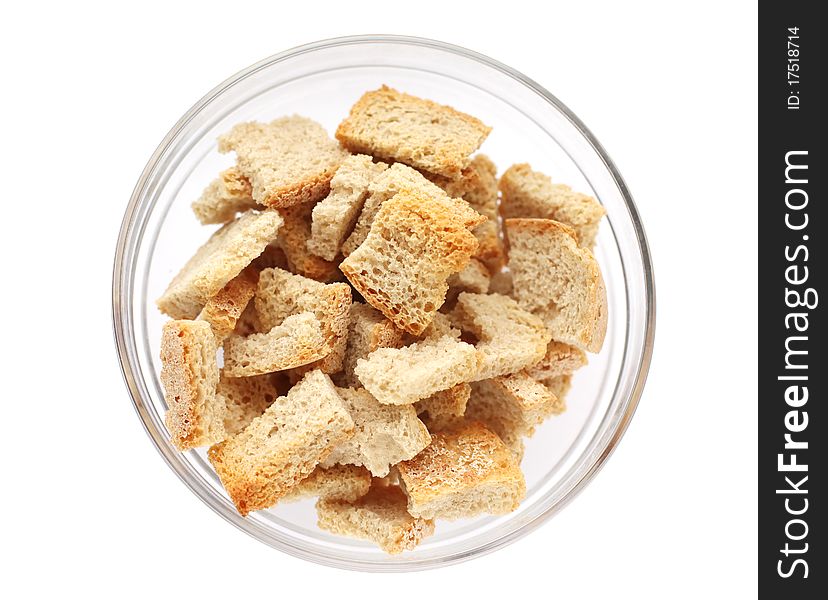 Rusk On Glass Plate Isolated