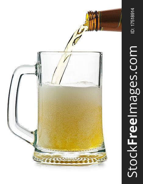 Glass of beer isolated on white