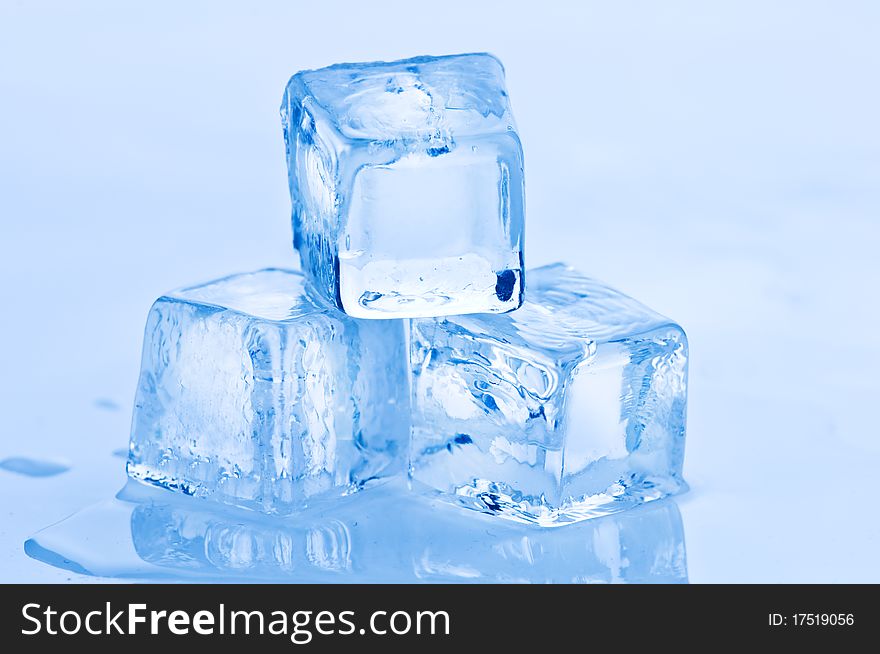 Freshness blue ice cube closeup