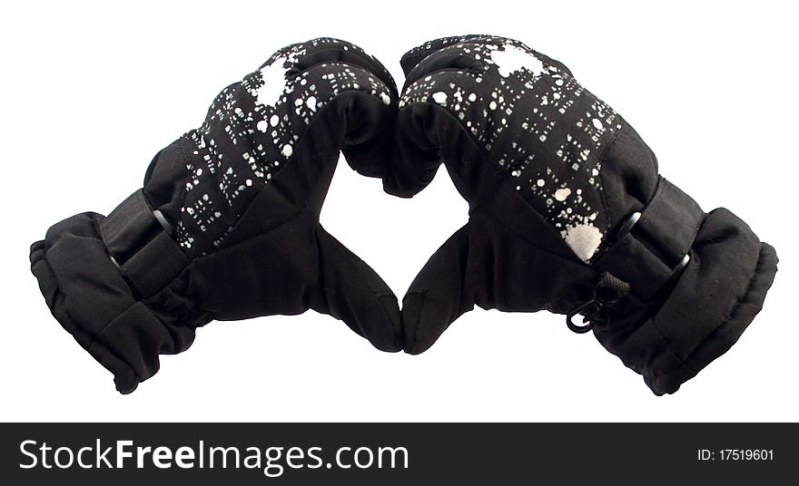 Black gloves with a white background