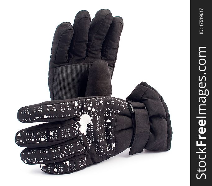 Black gloves with a white background