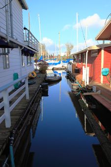 Alley, Between Floating Houses. Stock Photos Alley, Between Floating Houses. Stock Photos