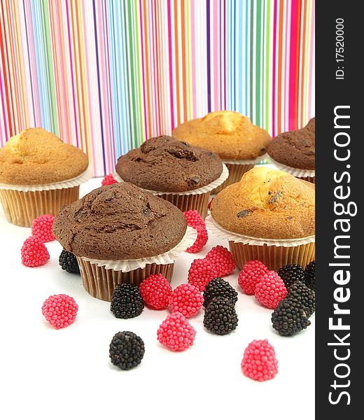 Fresh baked raspberry and chocolate muffins. Fresh baked raspberry and chocolate muffins