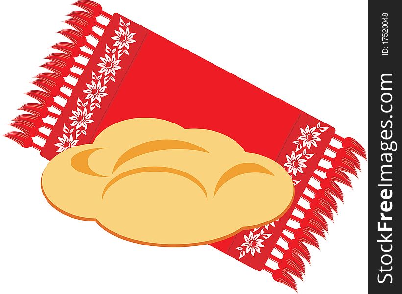 Bread on the decorative serviette. Illustration