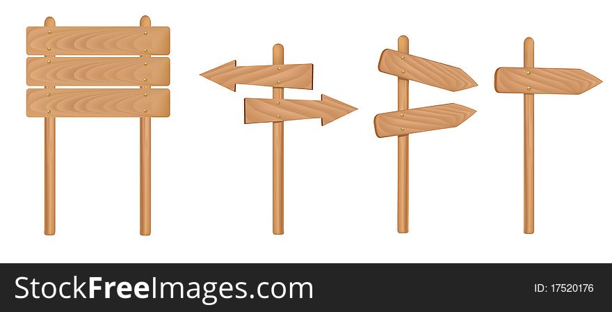 Set Of Wooden Signs. Vector.