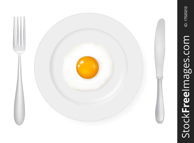 Close up view of the fried eggs. Vector illustration.