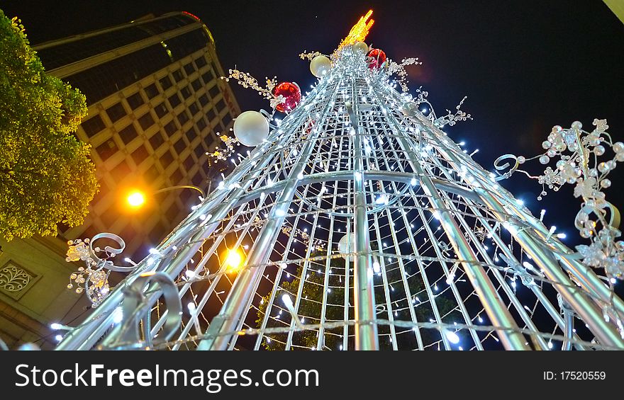 Christmas Tree with Night Scenery. Christmas Tree with Night Scenery