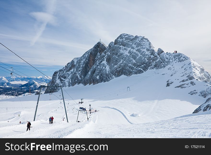 On The Slopes Of  Dachstein Plateau. Austria