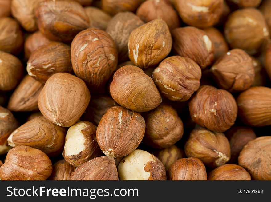 Hazelnuts in a bowl isolated