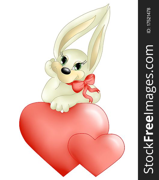 Bunny with a red heart and bow