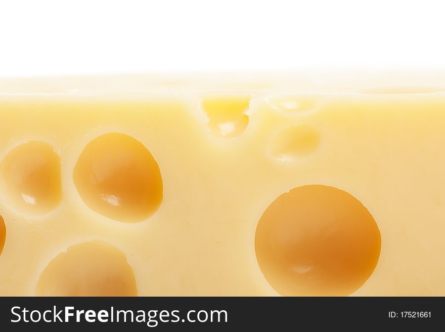 Macro view of piece of cheese
