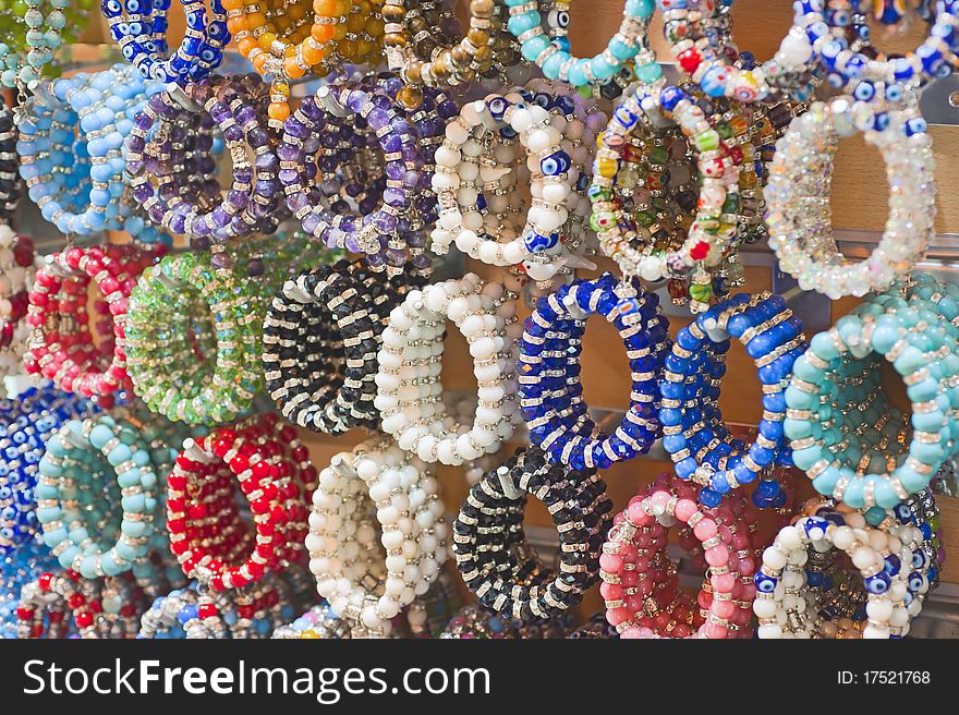 Colorful bangles at a market stall