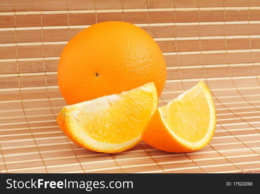 Orange fruits to a napkin