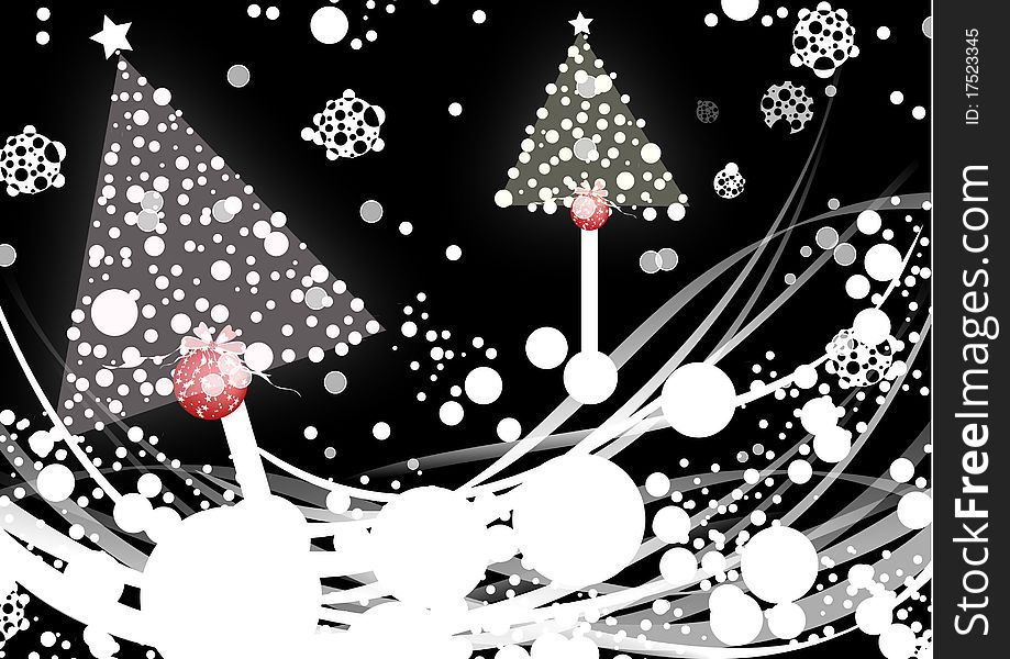 Christmas tree background on black