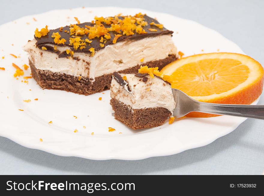 Chocolate cake with grated orange