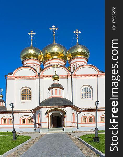 View of Iver Cathedral to Iversky Monastery, Russia.