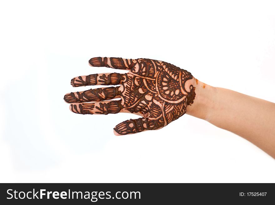Hands beautifully decorated with colorful herbs. Hands beautifully decorated with colorful herbs