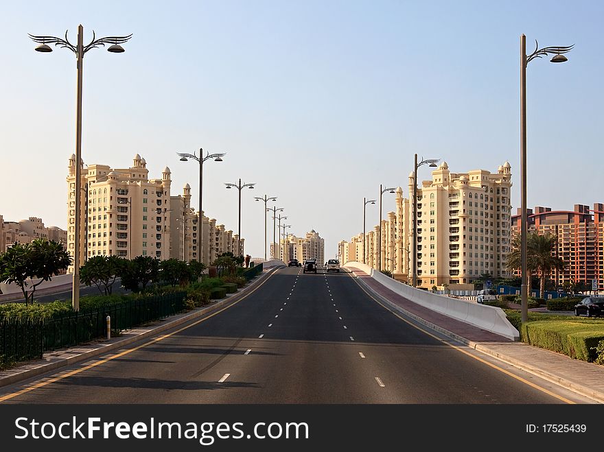 Architecture of an artificial island Palm Jumeirah. Dubai. UAE.