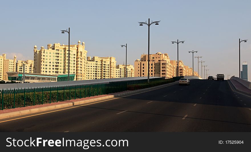 Architecture of an artificial island Palm Jumeirah. Dubai. UAE.