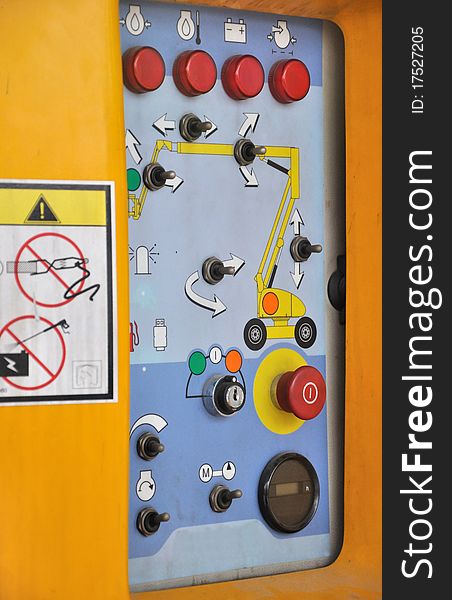 Control panel push button, illustration and symbol of construction equipment. Control panel push button, illustration and symbol of construction equipment.