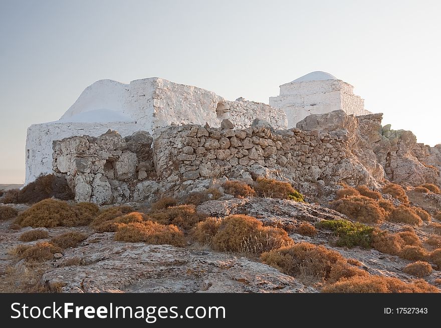 The little church of Aghios Georgios (saint George) on Kithira island, Greece. The little church of Aghios Georgios (saint George) on Kithira island, Greece