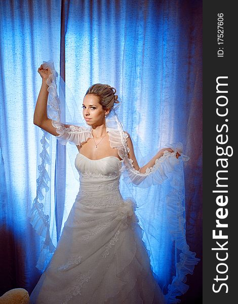 A bride with flying veil. A bride with flying veil