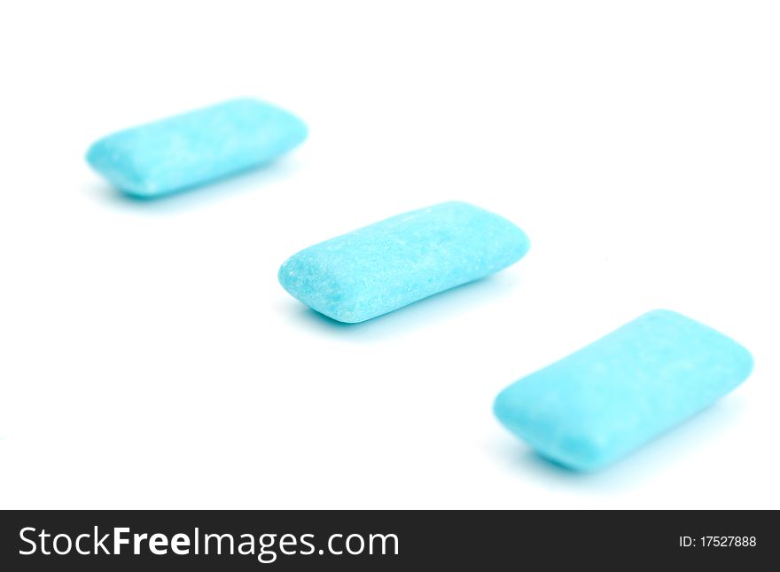 Chewing gum on a white background