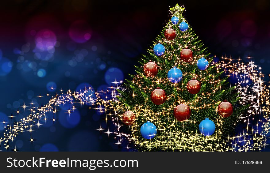Abstract Christmas tree with decoration