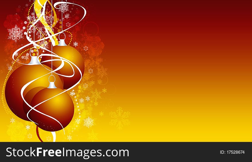 Three orange Christmas balls with decoration