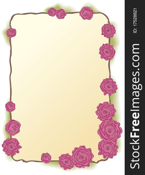 Vector frame of lush pink roses