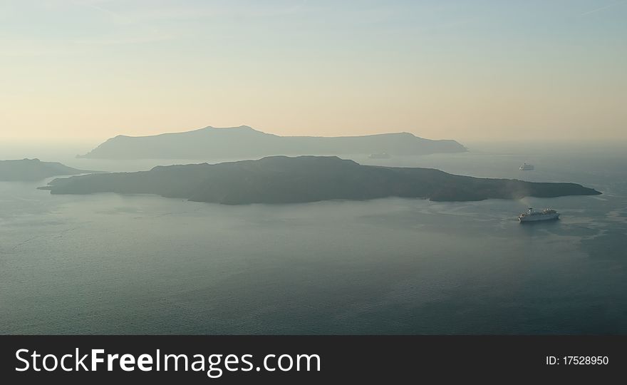 Sunset on a greek island santorini - tourist paradise