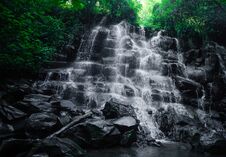 Kanto Lampo Waterfall Flowing On Rock In Long Exposure. Stock Photography