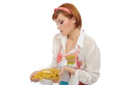 Beautiful Cooking Woman With Italian Pasta Stock Photo Beautiful Cooking Woman With Italian Pasta Stock Photo