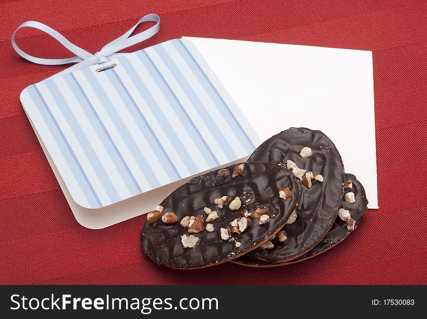 Greeting card with a small cookie for Santa Claus.