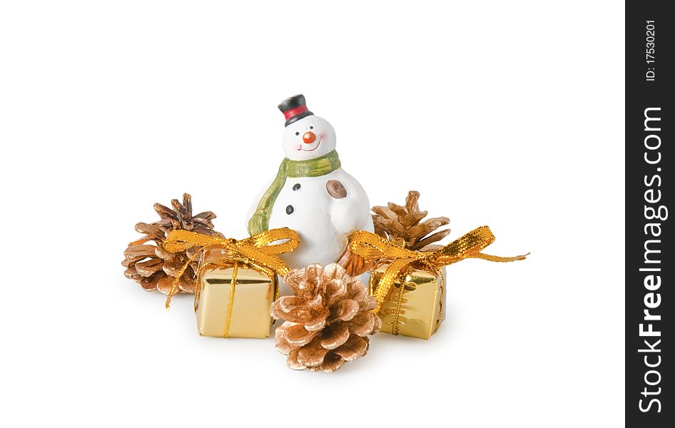 Snowman Figurine With Gifts