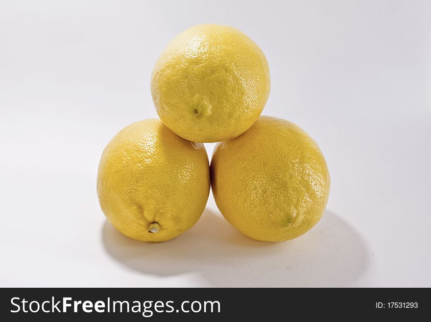 3 Lemon On White Background