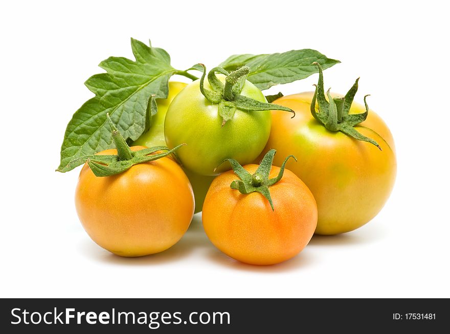 Organic tomatoes isolated on white background. Organic tomatoes isolated on white background