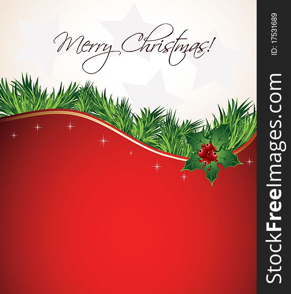 Greeting Christmas card-Red background. Greeting Christmas card-Red background