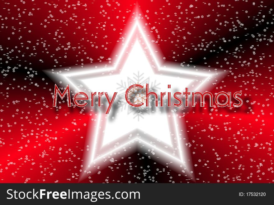 Christmas star texture in a snowy red background. Christmas star texture in a snowy red background.