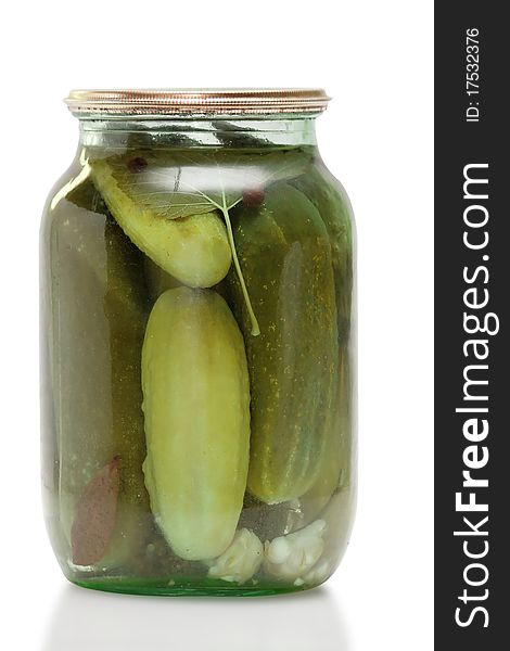 Glass Jar With Pickled Cucumbers