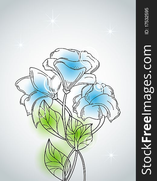 Vector picture with blue flowers