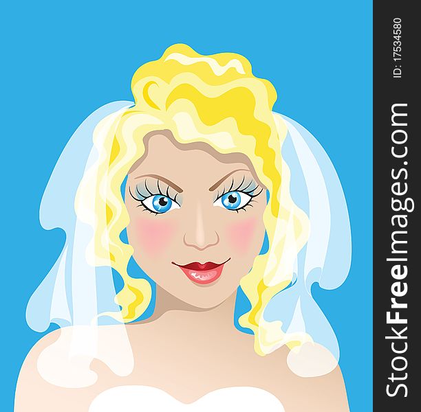 Young Bride isolated on blue background
