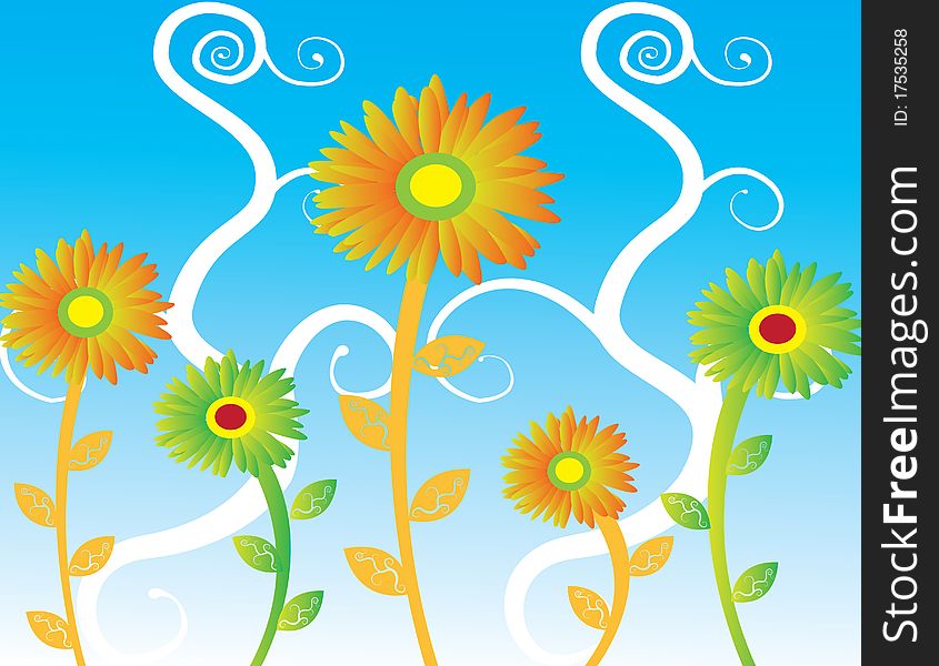 Abstract Sunflowers  Illustration Summer
