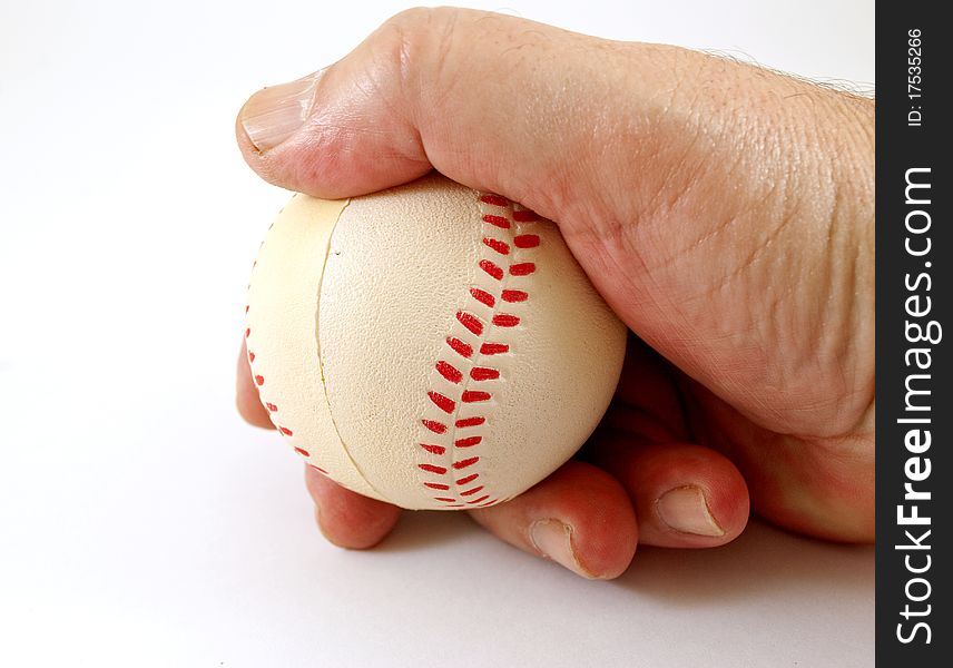 Baseball hand on white background