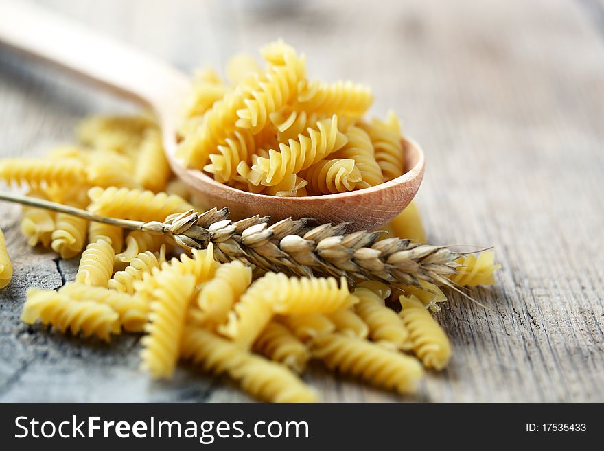 Pasta and grains of wheat