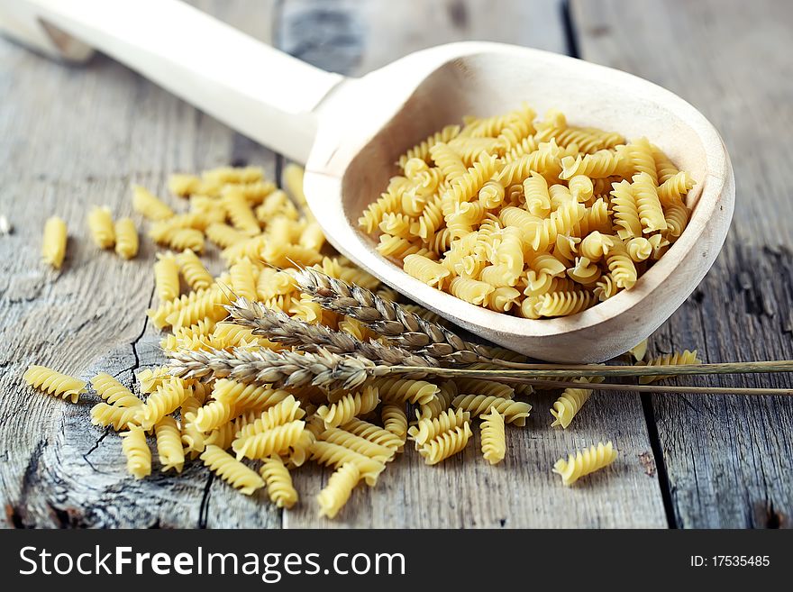 Pasta and grains of wheat