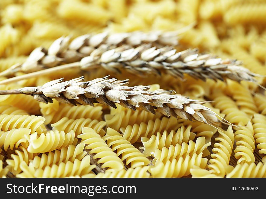 Pasta and grains of wheat